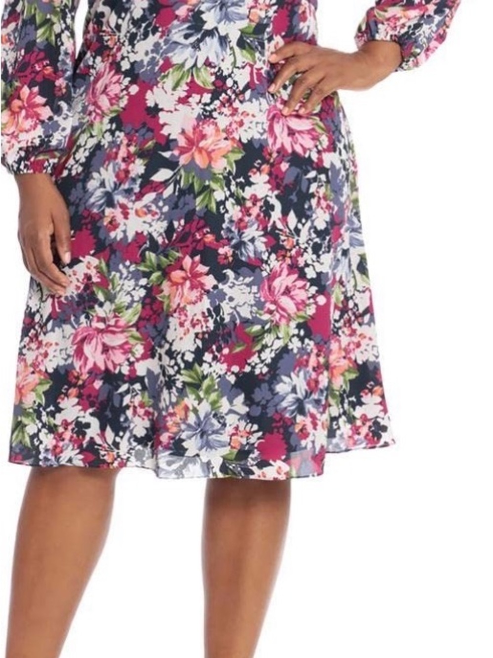 London Times Floral A-Line Dress in Navy, Burgundy, Green, White